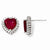 Sterling Silver 100-facet Synthetic Ruby CZ Heart Post Earrings