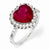 Sterling Silver 100-facet Synthetic Ruby & CZ Heart Ring