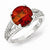 Sterling Silver Checker-cut Dark Red & White CZ Ring