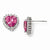 Sterling Silver 100-facet Heart Synth Pink Sapph/CZ Post Earrings