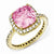 Sterling Silver Gold-plated Rose-cut Pink CZ Square Ring