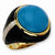 Gold-plated Sterling Silver Black Enamel Simulated Turquoise & CZ Ring