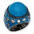 Black-plated Sterling Silver Enameled Simulated Turquoise & CZ Ring
