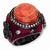 Black-plated Sterling Silver Enamel Simulated Red Coral & CZ Ring