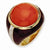 Gold-plated Sterling Silver Brn Enamel Simulated Red Coral & CZ Ring