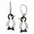 Sterling Silver Enameled Blk Wht CZ Penguin Leverback Earrings