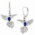 Sterling Silver CZ Synthetic Dark Blue Spinel Hummingbird Leverback Earrings
