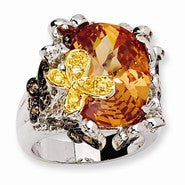 Sterling Silver Champagne CZ Butterfly Ring