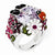 Sterling Silver Enameled Lavender CZ Flower Ring