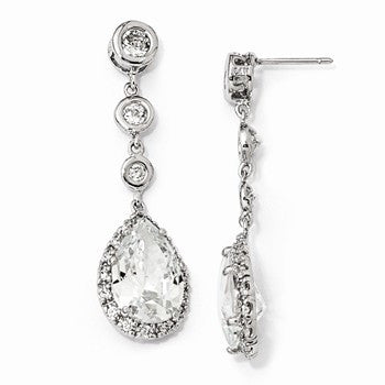 Sterling Silver CZ Dangle Earrings