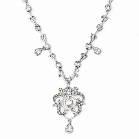 Sterling Silver CZ Chandelier Necklace