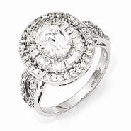 Sterling Silver Fancy Oval CZ Ring