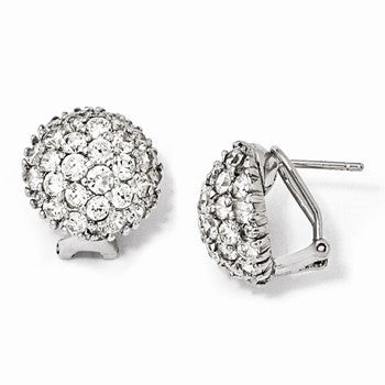 Sterling Silver CZ Omega Back Earrings