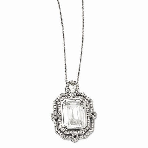 Sterling Silver CZ Step Cut Necklace