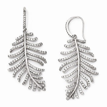 Sterling Silver French Wire Dangle Leaf Earrings