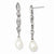 Sterling Silver CZ Freshwater Pearl Post Dangle Earrings