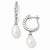 Sterling Silver CZ Freshwater Pearl Leverback Dangle Earrings