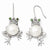 Sterling Silver Glass Simulated Emerald CZ FWC Pearl Frog Earrings