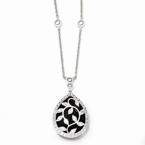 Sterling Silver CZ & Onyx Necklace