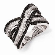 Sterling Silver CZ White and Black Ring