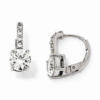 Sterling Silver CZ Leverback Earrings