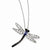 Sterling Silver White, Black & Blue CZ Dragonfly Necklace