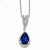 Sterling Silver CZ & Synthetic Dark Blue Spinel Pear Shaped Necklace