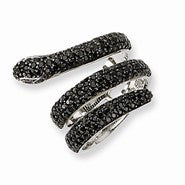 Sterling Silver Black CZ Synthetic Ruby Snake Ring
