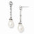 Sterling Silver CZ Freshwater Cultured Pearl Post Dangle Earrings