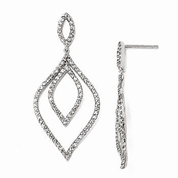 Sterling Silver CZ Flames Dangle Post Earrings
