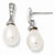 Sterling Silver CZ Freshwater Cultured Pearl Post Dangle Earrings