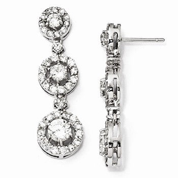 Sterling Silver CZ Circle Dangle Post Earrings