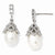 Sterling Silver CZ Freshwater Cultured Pearl Post Dangle Earrings