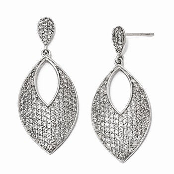 Sterling Silver CZ Dangle Post Earrings