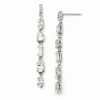 Sterling Silver CZ Multi-shape Dangle Post Earrings