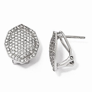 Sterling Silver CZ Polygon Post Earrings