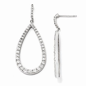Sterling Silver CZ Teardrop Dangle Post Earrings