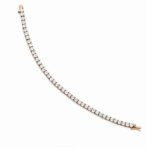 Sterling Silver Rose Gold Plated Fancy Cz Bracelet
