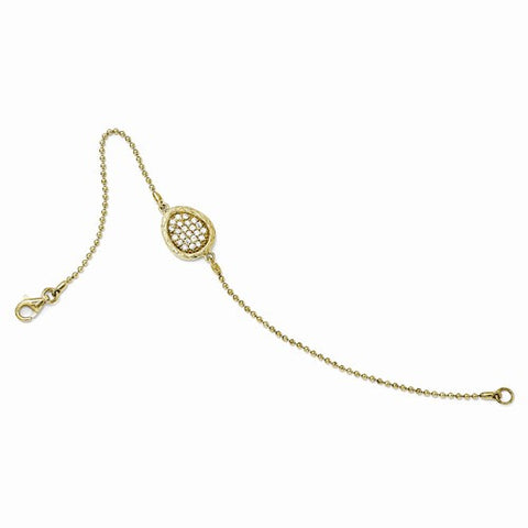 Sterling Silver Gold Plated Beaded Cz Bracelet