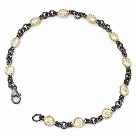 Sterling Silver Gold Plated Cz Bracelet
