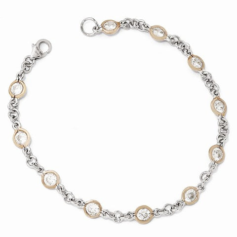 Sterling Silver Rose Gold Plated Cz Bracelet