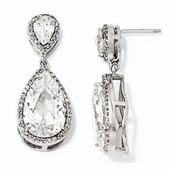 Sterling Silver Fancy CZ Dangle Post Earrings
