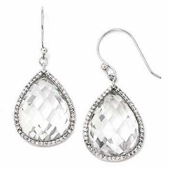 Sterling Silver CZ Shepherd Hook Earrings