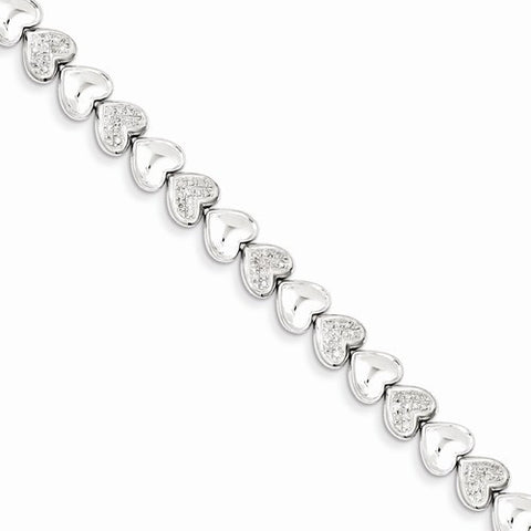 Sterling Silver Diamond Heart Bracelet