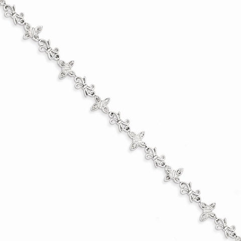 Sterling Silver Small Butterfly & Fancy Bows Bracelet