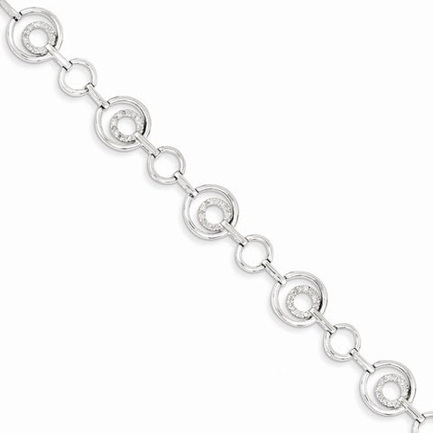 Sterling Silver Diamond Circles Link Bracelet