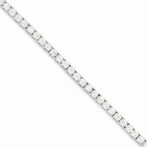 Sterling Silver Diamond Square Link Bracelet