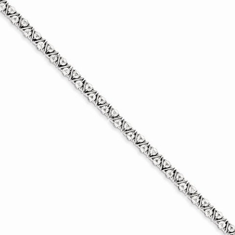 Sterling Silver Diamond Triangle Link Bracelet