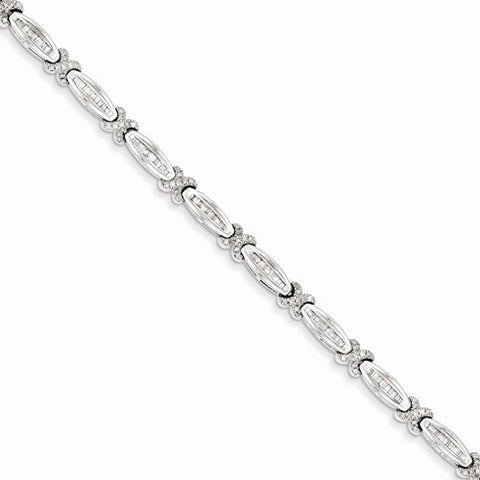 Sterling Silver Rhodium Plated Diamond Bracelet