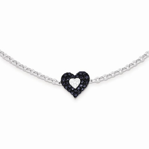 Sterling Silver Diamond & Sapphire Heart Bracelet